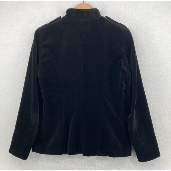 LAUREN RALPH LAUREN Jacket 8 Velvet Cotton Military Blazer Suit Button Up Black - Picture 3 of 12